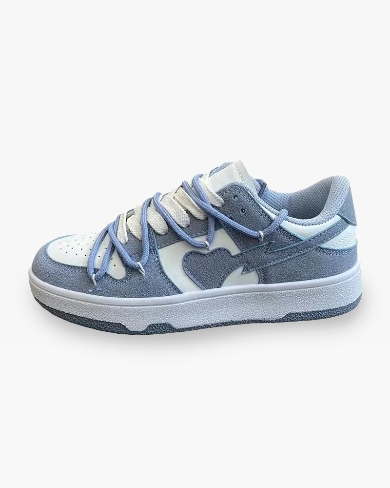 Y2K Grunge Dunk Heart Sneakers - Retro 90s Fashion, Summer Y2K Outfits, Pastel Goth Style