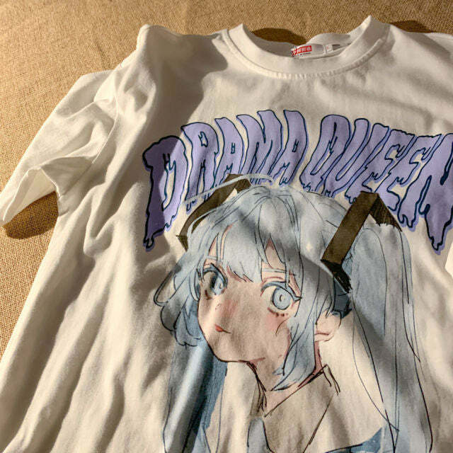 Y2K Grunge E-Girl Anime Tee - Drama Queen | 90s Retro Summer Outfit