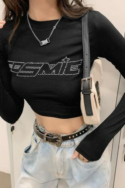 Y2K Grunge E-Girl Cosmic Studded Crop Top - Retro 90s Fashion, Summer Party Outfit