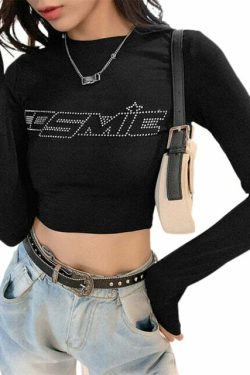 Y2K Grunge E-Girl Cosmic Studded Crop Top - Retro 90s Fashion, Summer Party Outfit