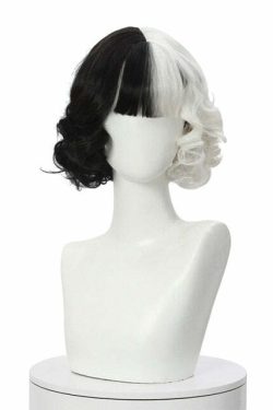 Y2K Grunge E-Girl Cosplay Split Dye Wig - Black and White | 90s Retro Fashion