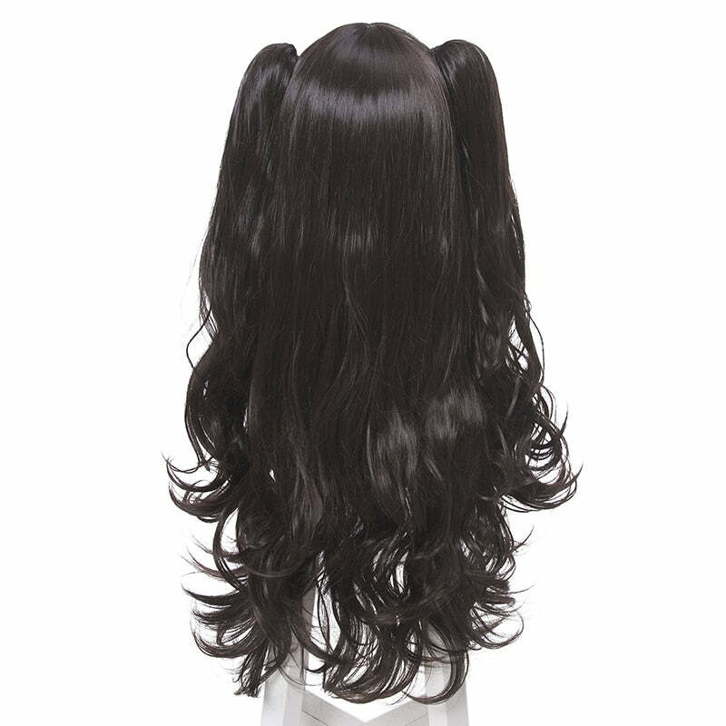 Y2K Grunge E-Girl Cosplay Wig - Long Wavy Ponytails, 90s Retro Style, Pastel Goth Vibes