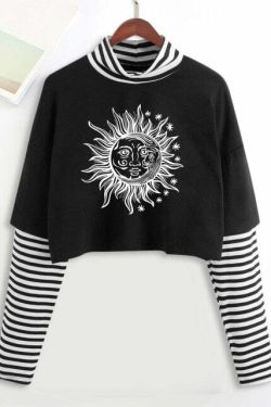 Y2K Grunge E-Girl Mystic Tarot Layered Top - 90s Retro Summer Outfit