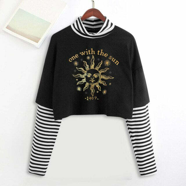 Y2K Grunge E-Girl Mystic Tarot Layered Top - 90s Retro Summer Outfit