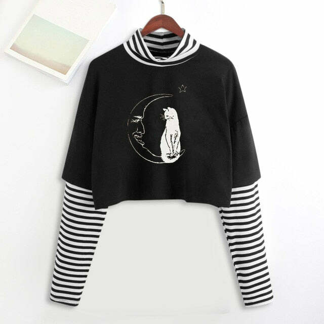 Y2K Grunge E-Girl Mystic Tarot Layered Top - 90s Retro Summer Outfit