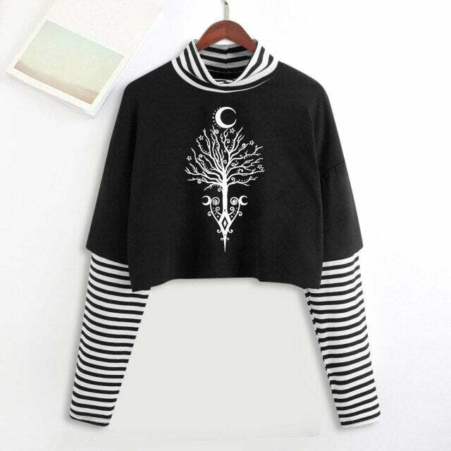 Y2K Grunge E-Girl Mystic Tarot Layered Top - 90s Retro Summer Outfit