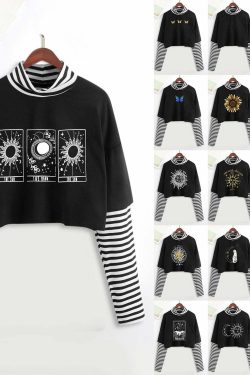 Y2K Grunge E-Girl Mystic Tarot Layered Top - 90s Retro Summer Outfit