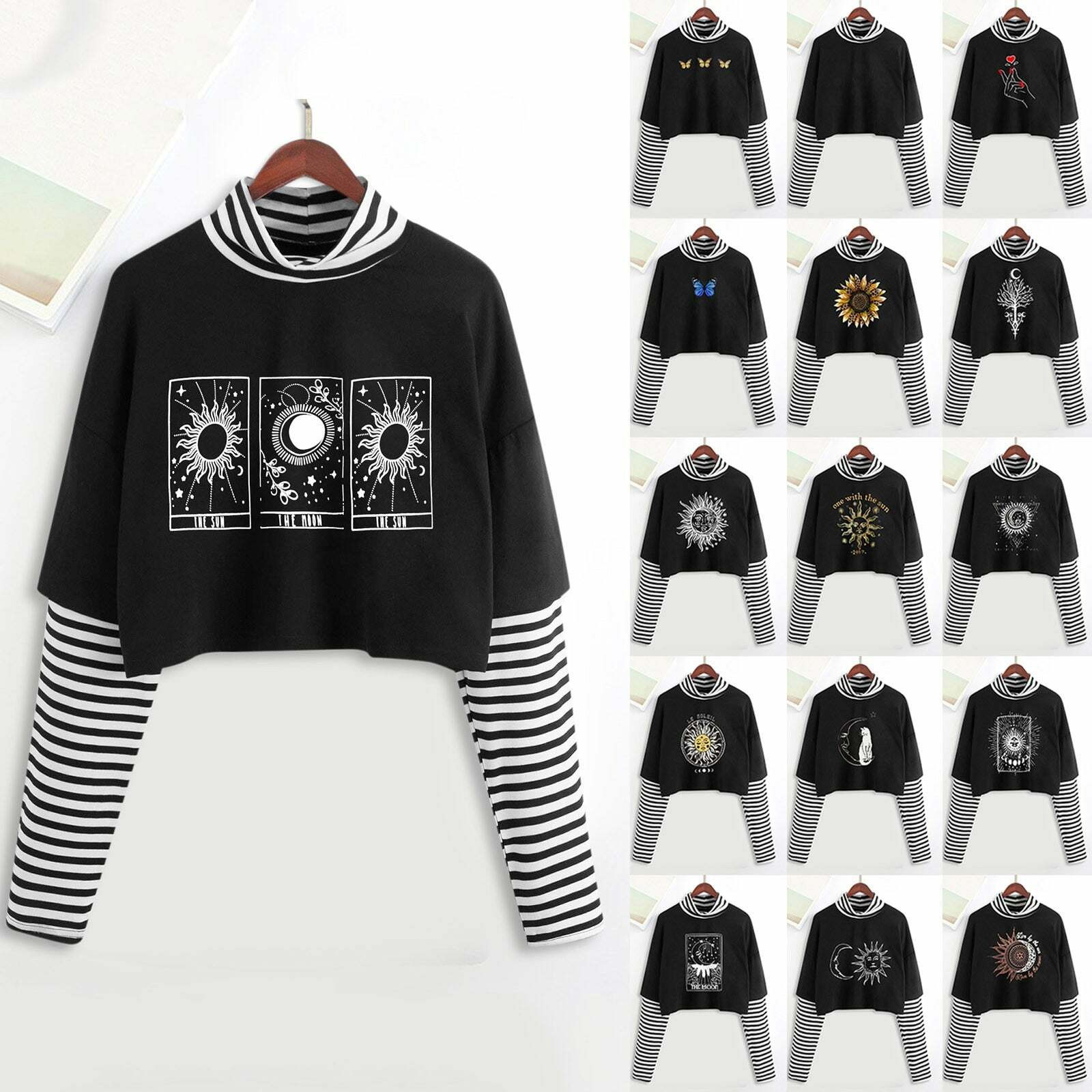 Y2K Grunge E-Girl Mystic Tarot Layered Top - 90s Retro Summer Outfit