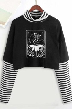 Y2K Grunge E-Girl Mystic Tarot Layered Top - 90s Retro Summer Outfit