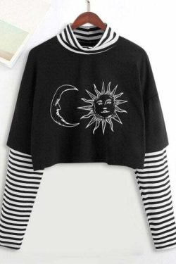 Y2K Grunge E-Girl Mystic Tarot Layered Top - 90s Retro Summer Outfit
