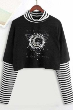 Y2K Grunge E-Girl Mystic Tarot Layered Top - 90s Retro Summer Outfit