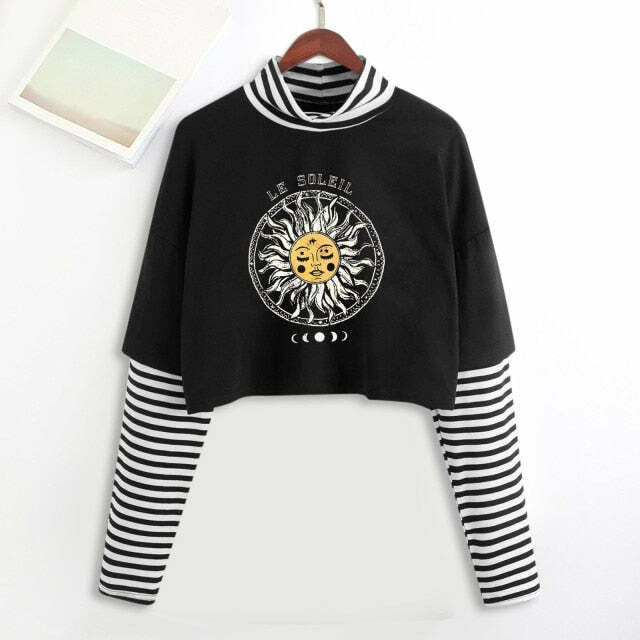 Y2K Grunge E-Girl Mystic Tarot Layered Top - 90s Retro Summer Outfit