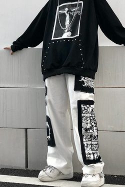 Y2K Grunge eGirl Goth Baggy Pants - Retro 90s Fashion, Summer Y2K Outfits, Dark Y2K Style