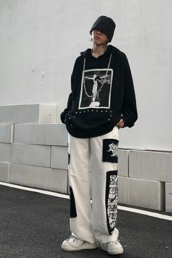 Y2K Grunge eGirl Goth Baggy Pants - Retro 90s Fashion, Summer Y2K Outfits, Dark Y2K Style