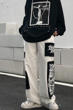 Y2K Grunge eGirl Goth Baggy Pants - Retro 90s Fashion, Summer Y2K Outfits, Dark Y2K Style