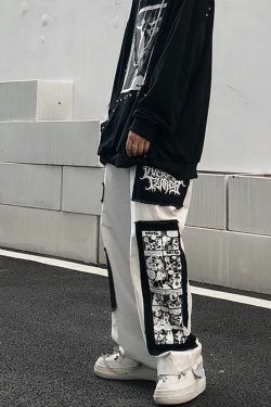 Y2K Grunge eGirl Goth Baggy Pants - Retro 90s Fashion, Summer Y2K Outfits, Dark Y2K Style
