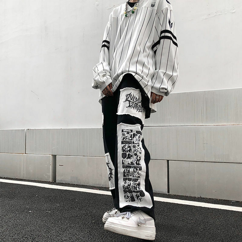 Y2K Grunge eGirl Goth Baggy Pants - Retro 90s Fashion, Summer Y2K Outfits, Dark Y2K Style