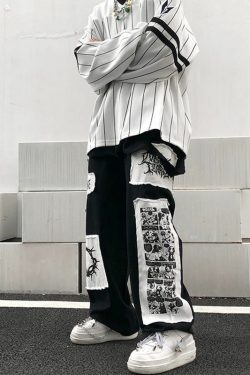 Y2K Grunge eGirl Goth Baggy Pants - Retro 90s Fashion, Summer Y2K Outfits, Dark Y2K Style
