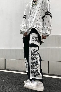 Y2K Grunge eGirl Goth Baggy Pants - Retro 90s Fashion, Summer Y2K Outfits, Dark Y2K Style