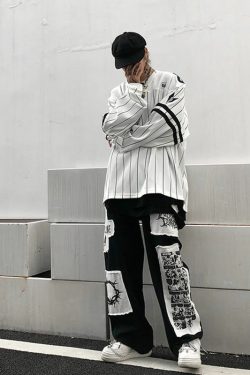 Y2K Grunge eGirl Goth Baggy Pants - Retro 90s Fashion, Summer Y2K Outfits, Dark Y2K Style