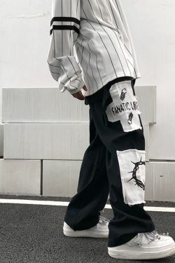 Y2K Grunge eGirl Goth Baggy Pants - Retro 90s Fashion, Summer Y2K Outfits, Dark Y2K Style