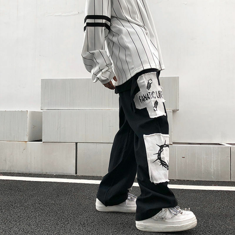 Y2K Grunge eGirl Goth Baggy Pants - Retro 90s Fashion, Summer Y2K Outfits, Dark Y2K Style