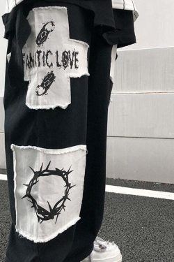 Y2K Grunge eGirl Goth Baggy Pants - Retro 90s Fashion, Summer Y2K Outfits, Dark Y2K Style