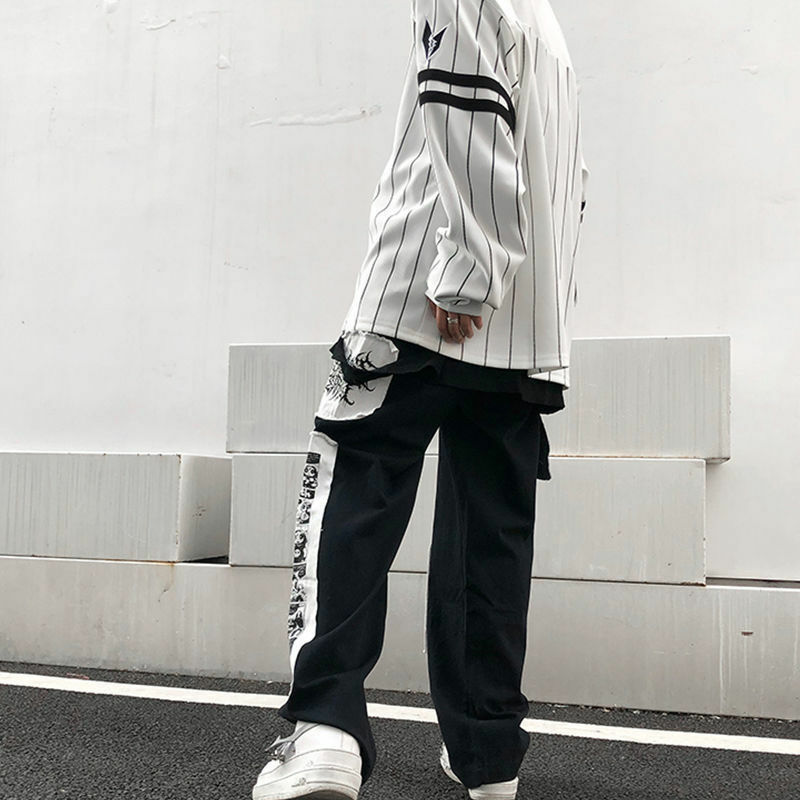 Y2K Grunge eGirl Goth Baggy Pants - Retro 90s Fashion, Summer Y2K Outfits, Dark Y2K Style