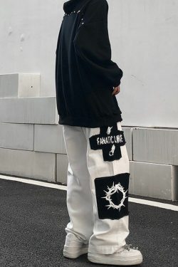 Y2K Grunge eGirl Goth Baggy Pants - Retro 90s Fashion, Summer Y2K Outfits, Dark Y2K Style