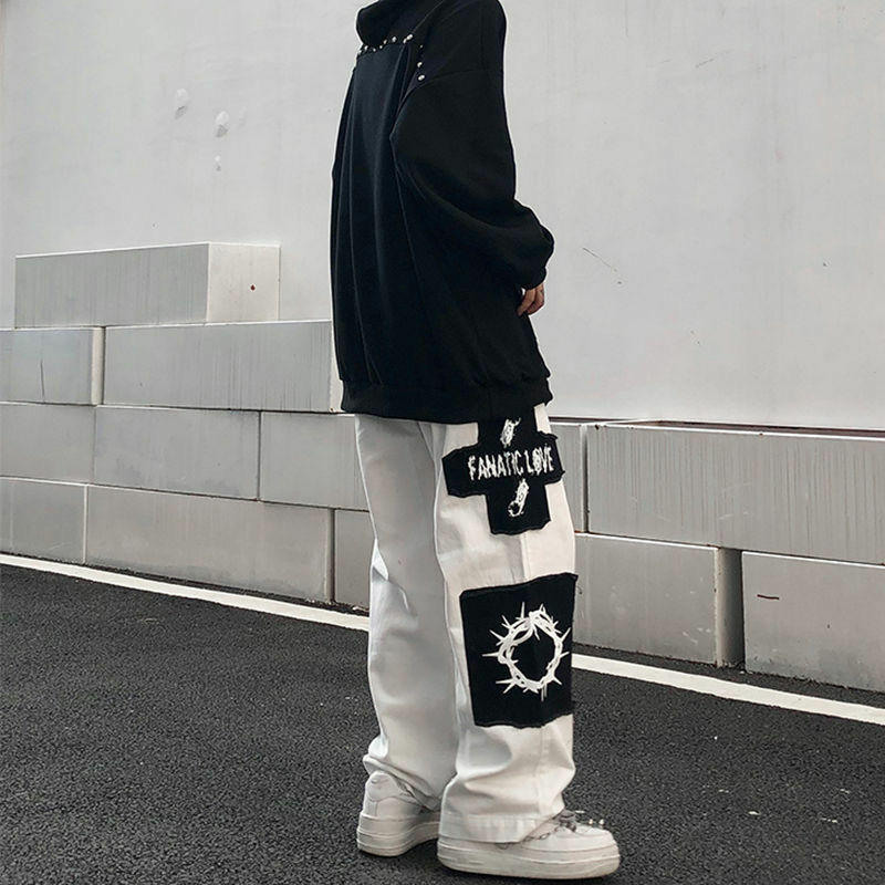 Y2K Grunge eGirl Goth Baggy Pants - Retro 90s Fashion, Summer Y2K Outfits, Dark Y2K Style