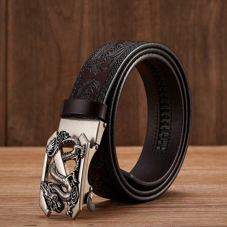 Y2K Grunge Embossed Z Dragon Pendant Leather Belt - Retro 90s Fashion & Gothic Y2K Style