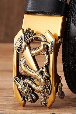 Y2K Grunge Embossed Z Dragon Pendant Leather Belt - Retro 90s Fashion & Gothic Y2K Style