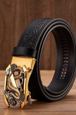 Y2K Grunge Embossed Z Dragon Pendant Leather Belt - Retro 90s Fashion & Gothic Y2K Style