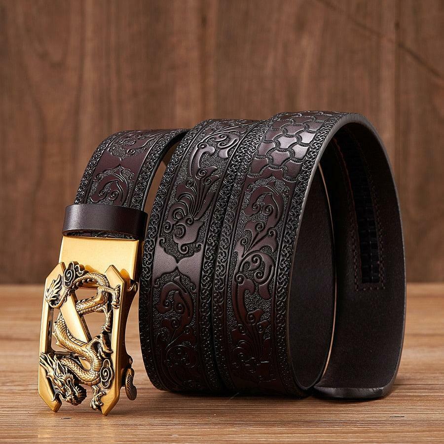Y2K Grunge Embossed Z Dragon Pendant Leather Belt - Retro 90s Fashion & Gothic Y2K Style