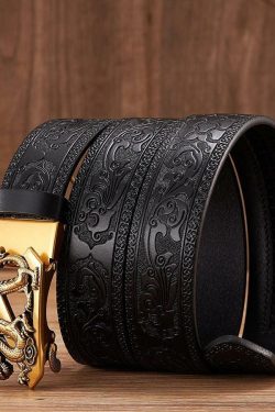 Y2K Grunge Embossed Z Dragon Pendant Leather Belt - Retro 90s Fashion & Gothic Y2K Style