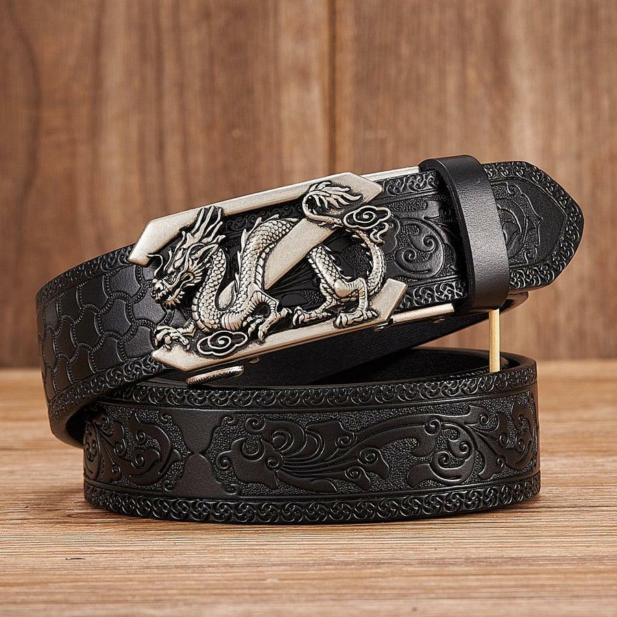 Y2K Grunge Embossed Z Dragon Pendant Leather Belt - Retro 90s Fashion & Gothic Y2K Style