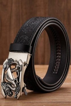 Y2K Grunge Embossed Z Dragon Pendant Leather Belt - Retro 90s Fashion & Gothic Y2K Style