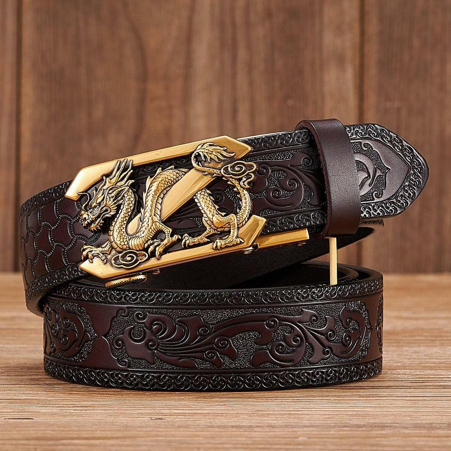 Y2K Grunge Embossed Z Dragon Pendant Leather Belt - Retro 90s Fashion & Gothic Y2K Style