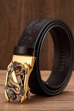 Y2K Grunge Embossed Z Dragon Pendant Leather Belt - Retro 90s Fashion & Gothic Y2K Style