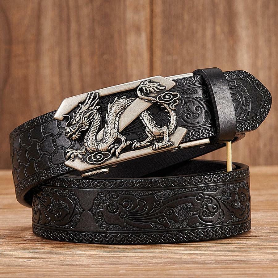 Y2K Grunge Embossed Z Dragon Pendant Leather Belt - Retro 90s Fashion & Gothic Y2K Style
