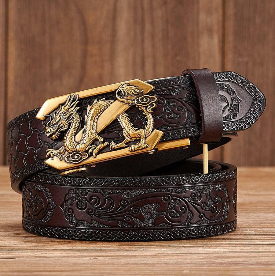 Y2K Grunge Embossed Z Dragon Pendant Leather Belt - Retro 90s Fashion & Gothic Y2K Style