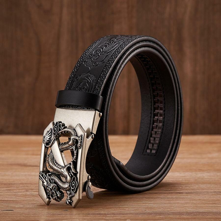 Y2K Grunge Embossed Z Dragon Pendant Leather Belt - Retro 90s Fashion & Gothic Y2K Style