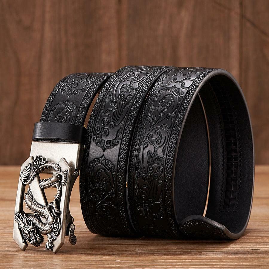 Y2K Grunge Embossed Z Dragon Pendant Leather Belt - Retro 90s Fashion & Gothic Y2K Style