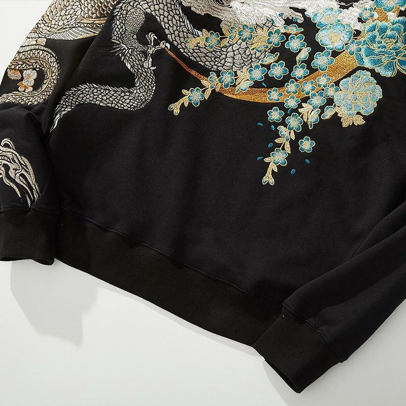 Y2K Grunge Embroidered Dragon Hoodie - 90s Retro, Summer Outfits, Y2K Fashion for Women