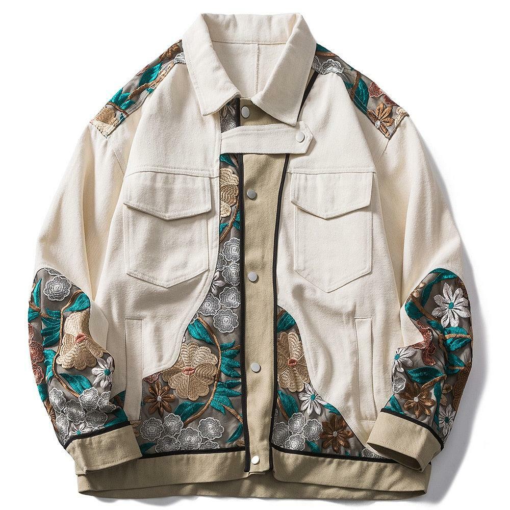 Y2K Grunge Embroidered Floral Patchwork Jacket - 90s Retro Summer Outfit for Women