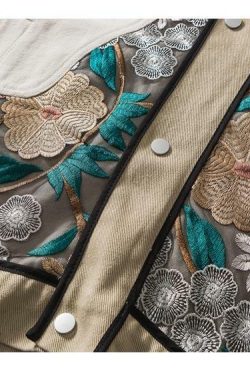 Y2K Grunge Embroidered Floral Patchwork Jacket - 90s Retro Summer Outfit for Women