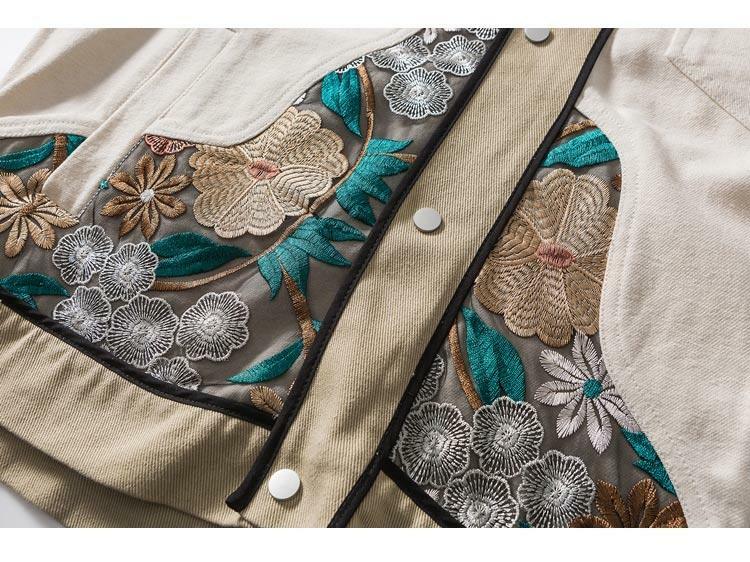 Y2K Grunge Embroidered Floral Patchwork Jacket - 90s Retro Summer Outfit for Women