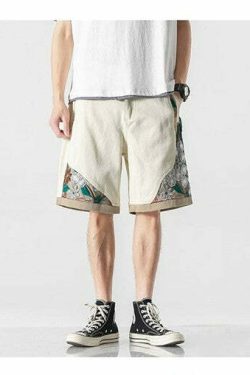 Y2K Grunge Embroidered Floral Patchwork Shorts - Retro 90s Summer Outfit for Women