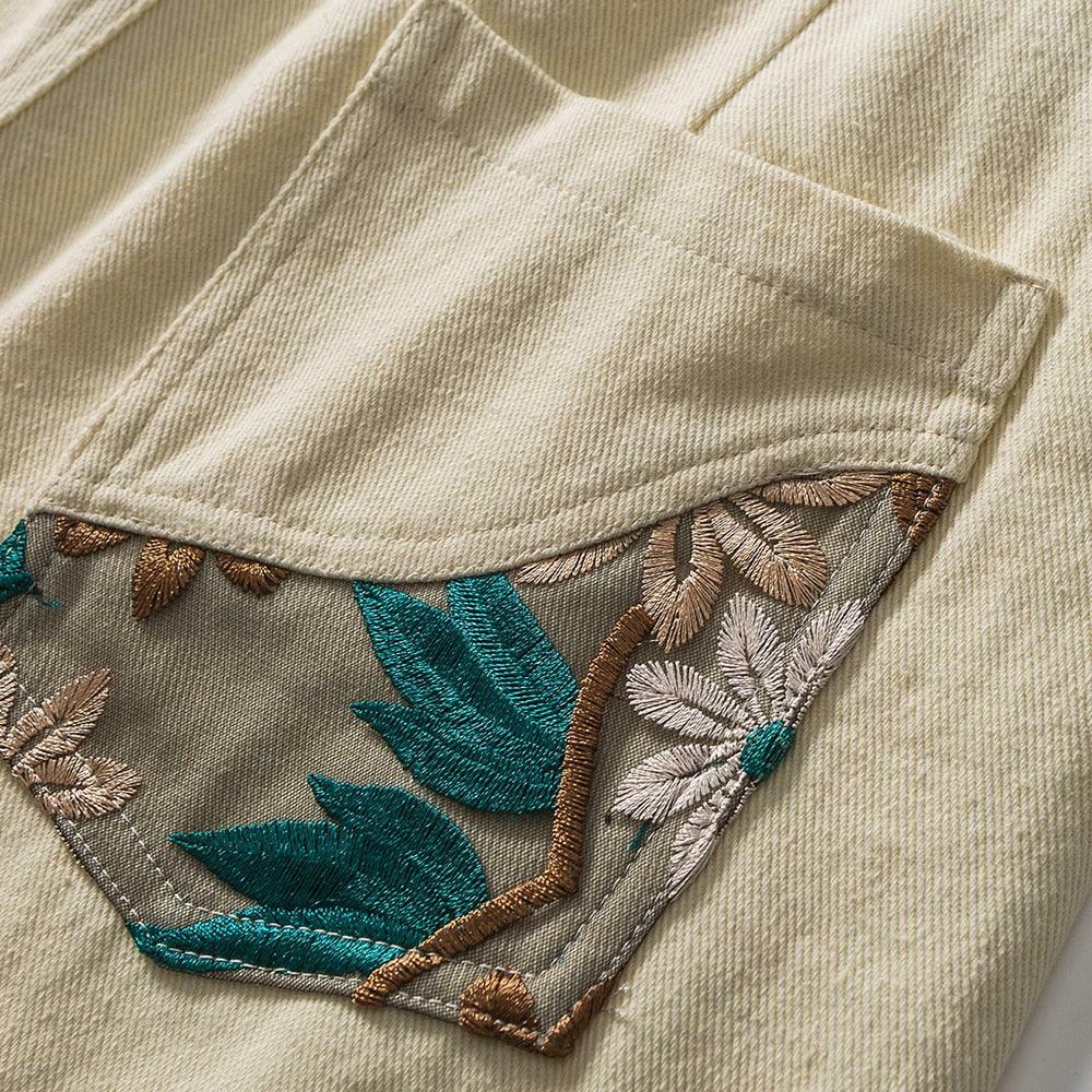 Y2K Grunge Embroidered Floral Patchwork Shorts - Retro 90s Summer Outfit for Women