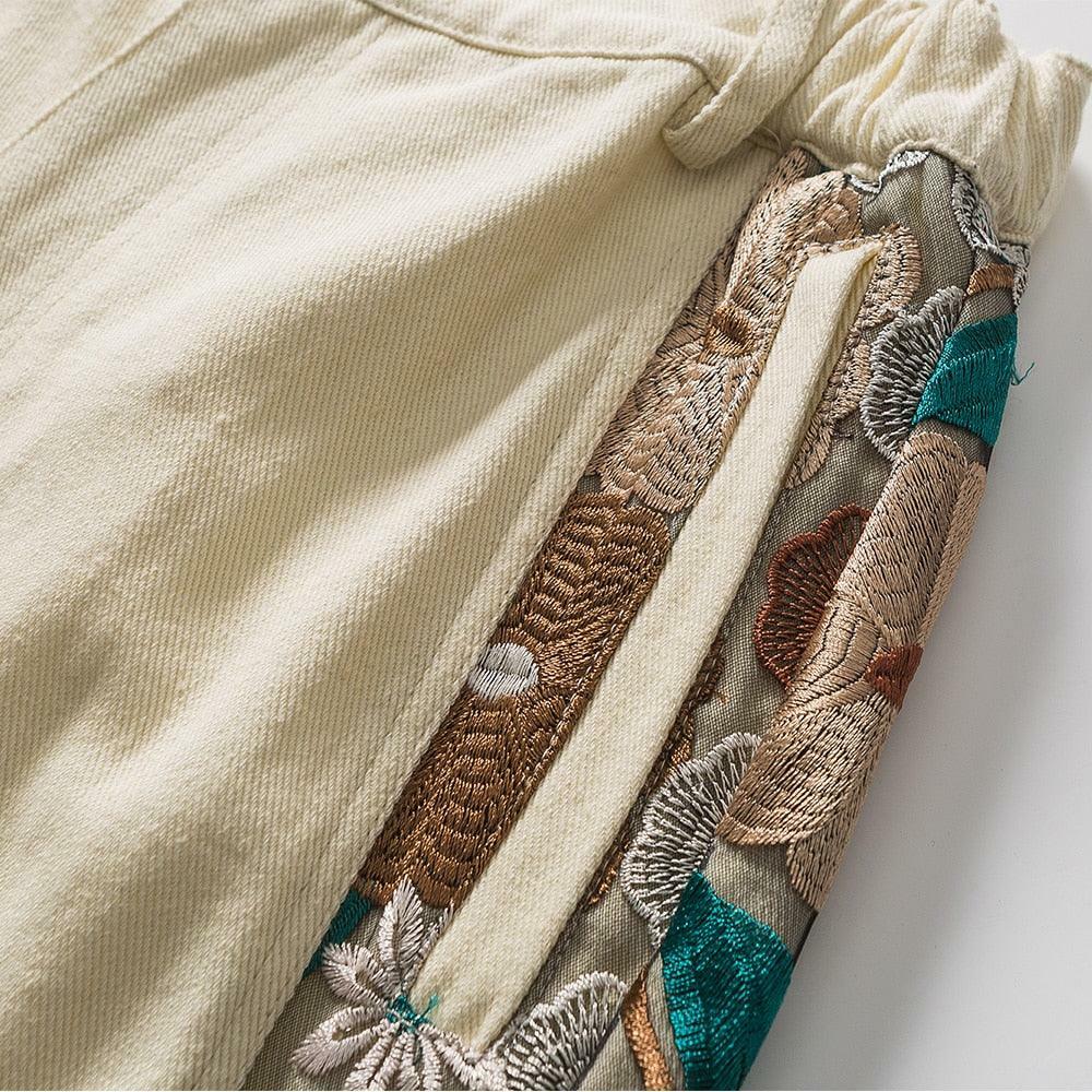 Y2K Grunge Embroidered Floral Patchwork Shorts - Retro 90s Summer Outfit for Women